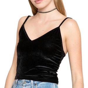 Brandy Melville Black Velvet Tank Cami Top OS